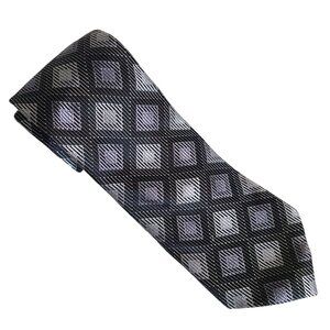 Michael Kors Silk Tie Diamond Print Black Blue White Mens Necktie Business Caree